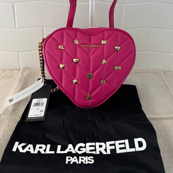 KARL LAGERFELD PARIS Pink Kosette Quilted Leather Crossbody Bag